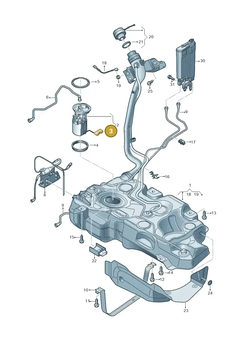 5Q0919673AJ — Audi A3 Sportback (2016-2020) diagram 596201000, position 3