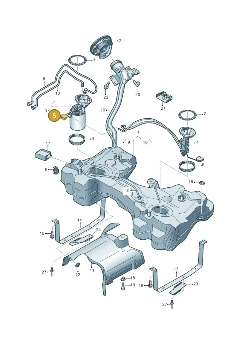5Q0919673AM — Audi TTS Coupe 2.0 (2014-2023) diagram 850201280, position 5