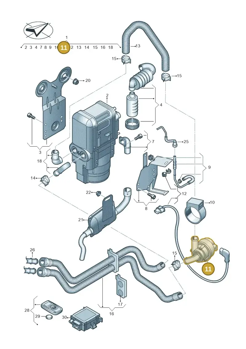 5Q0965561E — Audi A3 Sportback (2019-2021) diagram 596819700, position 11