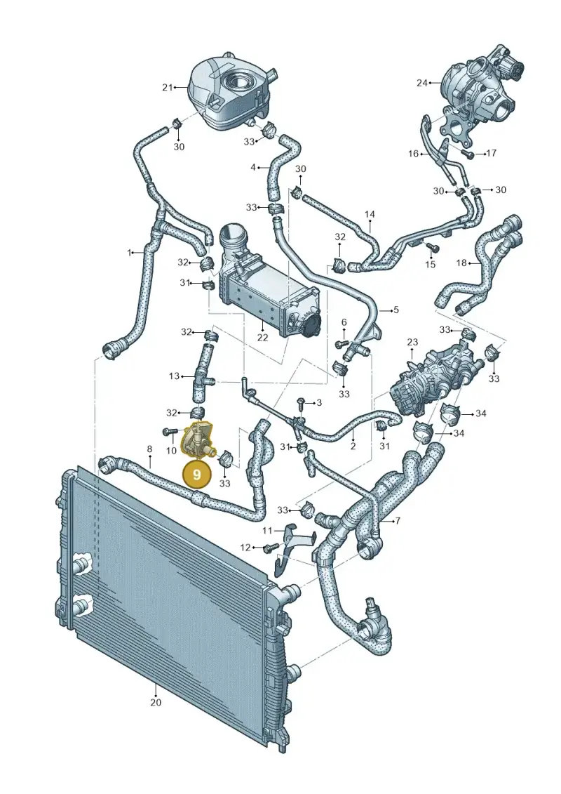 5Q0965567N — Audi A3 Sportback (2019-2021) diagram 596121042, position 9