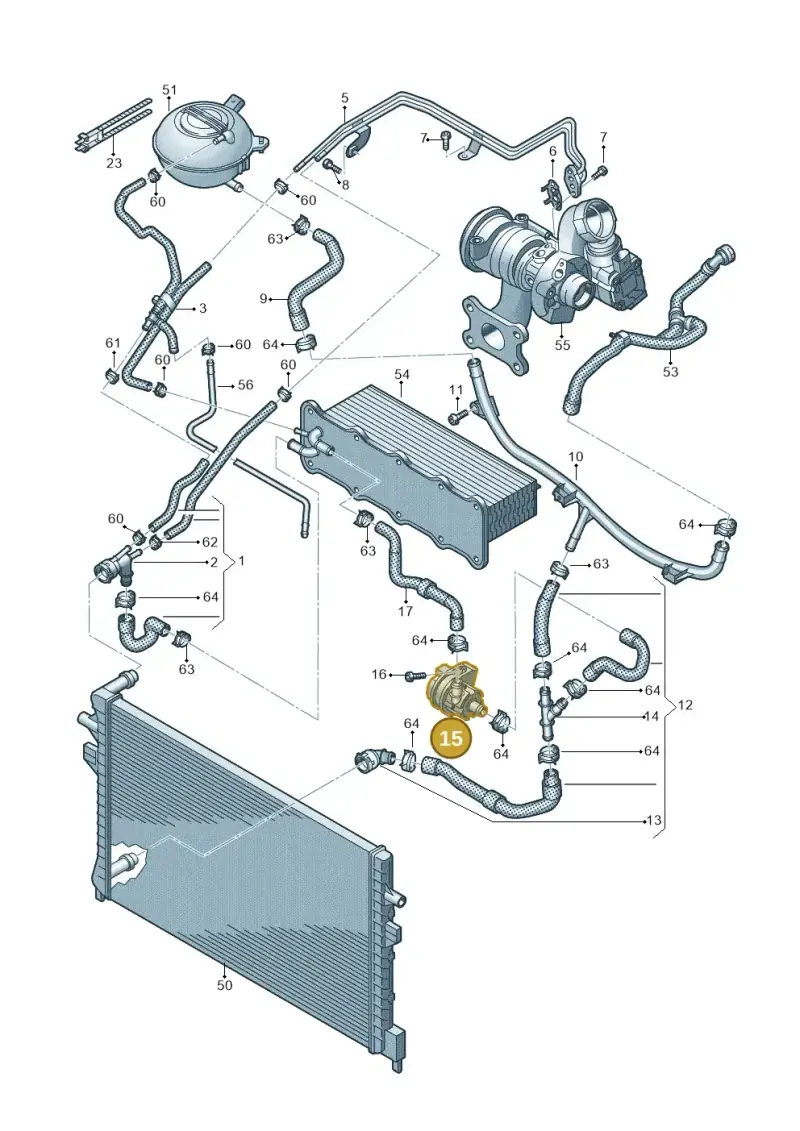 5Q0965567N — Audi Q3 quattro (2018-2019) diagram 597121072, position 15