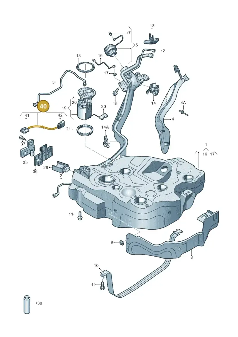 5Q0971106 — Audi A3 Sportback (2016-2020) diagram 890201011, position 40