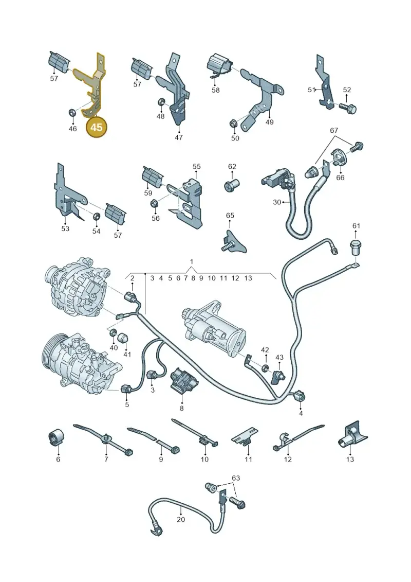 5Q0971858A — Audi A1 sportback 1.0 (2018-) diagram 592972000, position 45