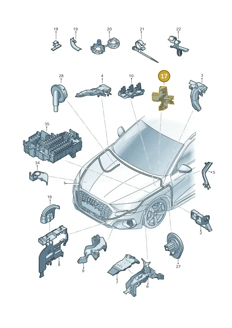 5Q0971890E — Audi A3 Sportback (2019-2021) diagram 596971850, position 17