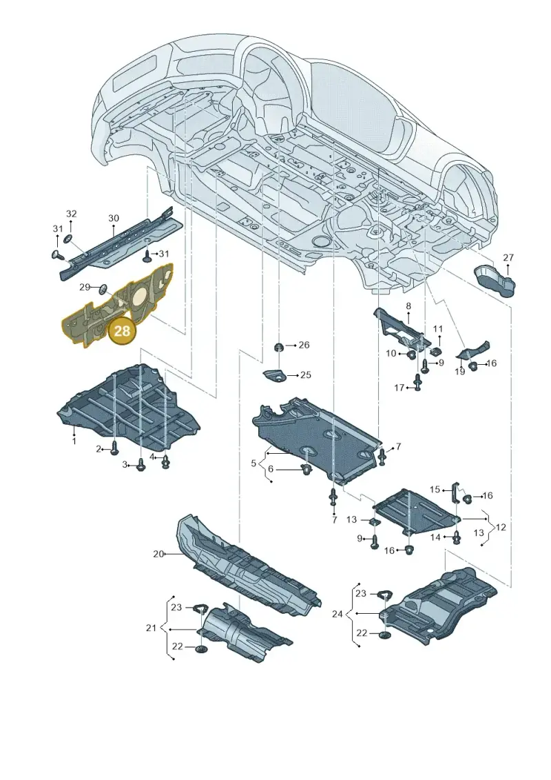 5Q1863353E — Audi TTRS Coupe (2016-2023) diagram 898825000, position 28