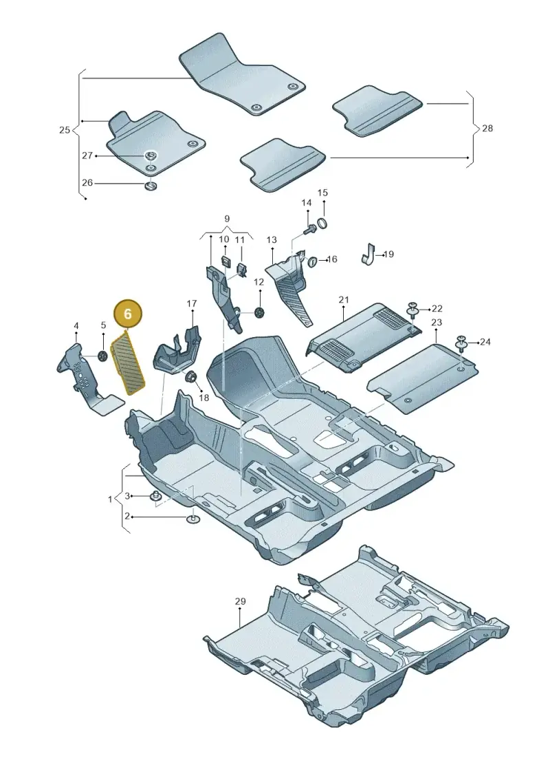 5Q1864551 — Audi A3 Sportback (2012-2016) diagram 745863000, position 6