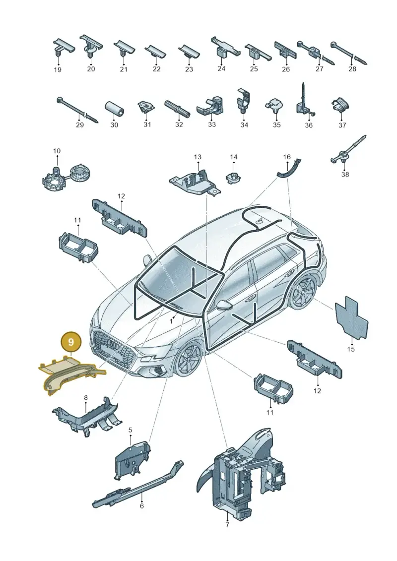 5Q1971821A — Audi A3 Sportback (2019-2021) diagram 596971800, position 9