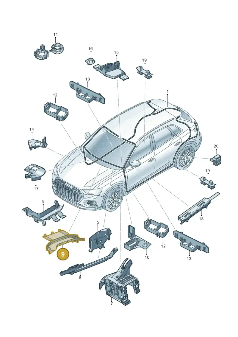 5Q1971821A — Audi RSQ3 Sportback (2019-2024) diagram 597971800, position 9