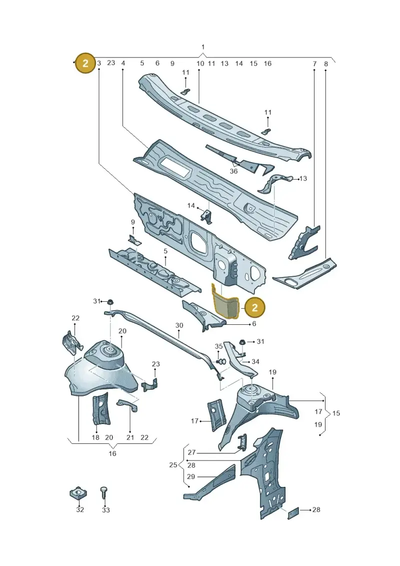 5Q2803177 — Audi A3 Sportback (2019-2021) diagram 596805500, position 2