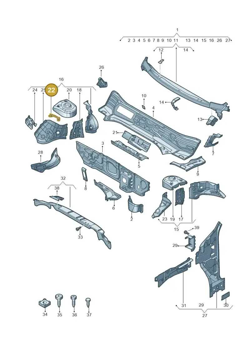 5QA121409 — Audi RSQ3 Sportback (2019-2024) diagram 597805050, position 22
