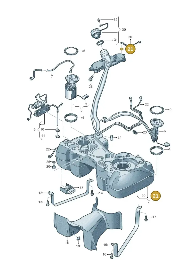 5QA201048 — Audi Q3 quattro (2018-2019) diagram 597201100, position 21