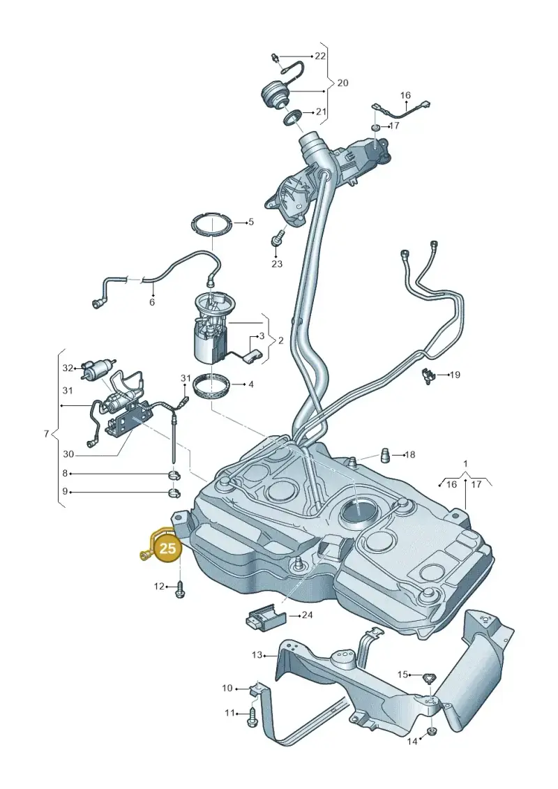 5QF201160F — Audi Q3 quattro (2018-2019) diagram 597201000, position 25