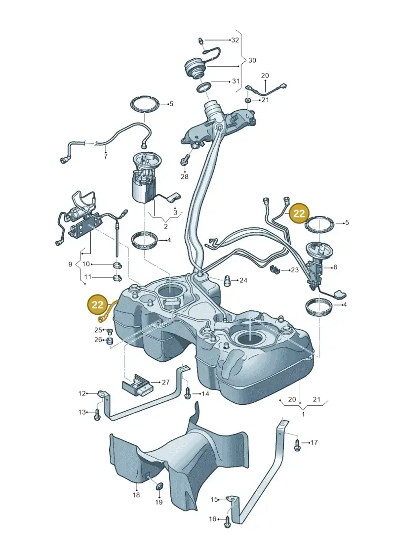 5QF201160G — Audi RSQ3 Sportback (2019-2024) diagram 597201100, position 22