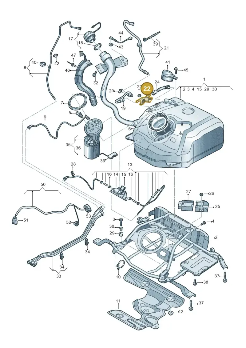 5QF201549A — Audi A3 Sportback (2016-2020) diagram 890201300, position 22