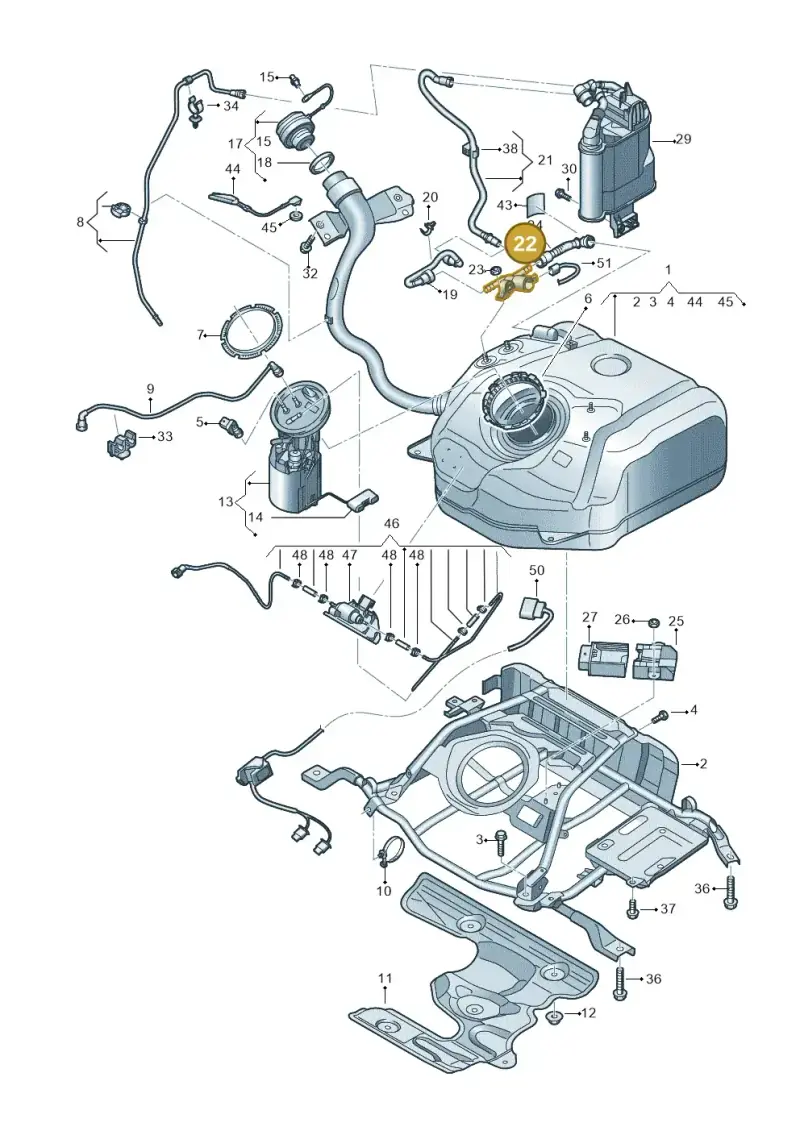 5QF201549B — Audi A3 Sportback (2019-2021) diagram 596201040, position 22