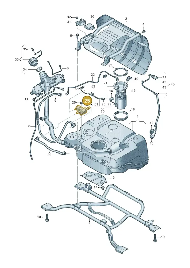 5QF201549B — Audi Q3 quattro (2018-2019) diagram 597201010, position 25