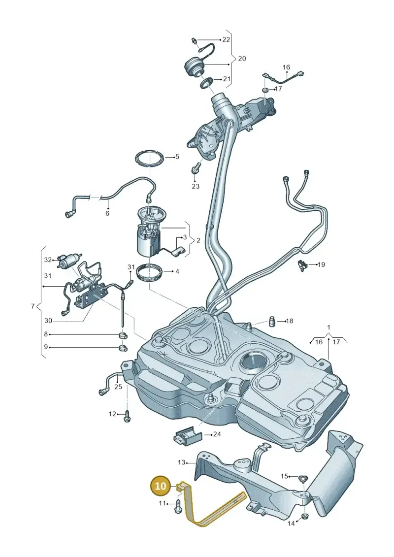 5QF201656A — Audi Q3 quattro (2018-2019) diagram 597201000, position 10