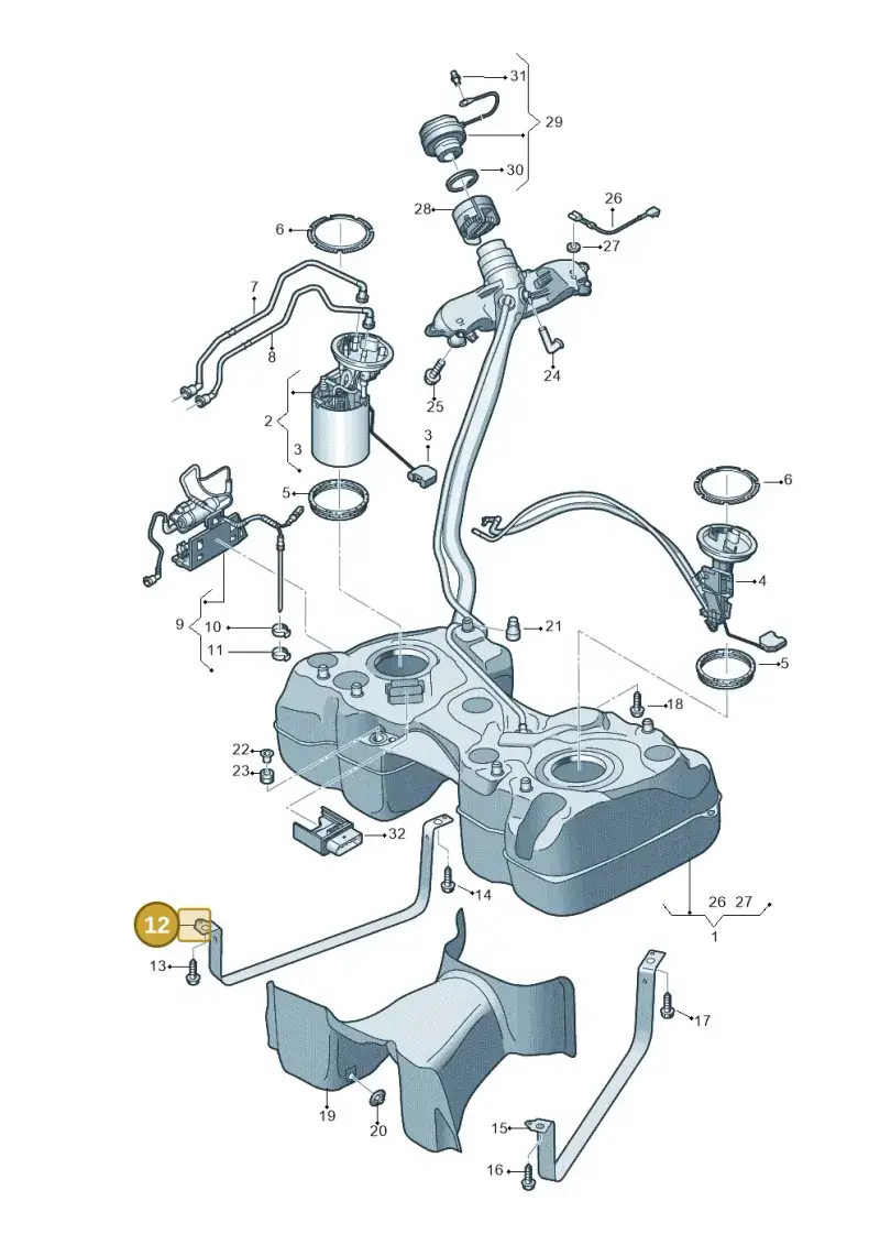 5QF201656D — Audi Q3 quattro (2018-2019) diagram 597201150, position 12