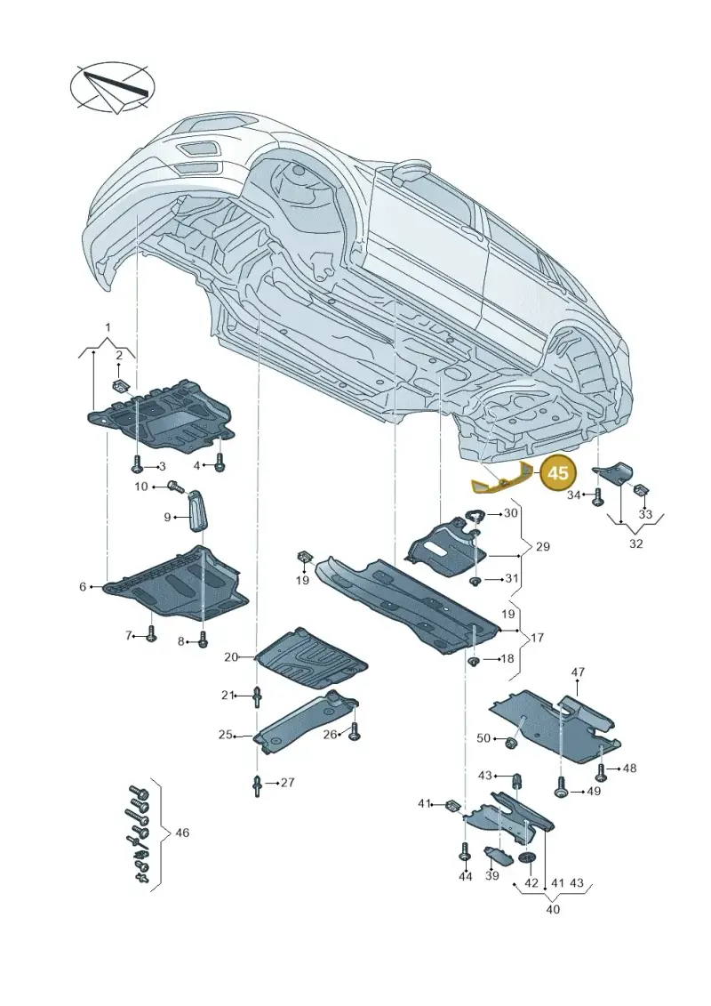 5QF825189A — Audi Q3 quattro (2018-2019) diagram 597825000, position 45