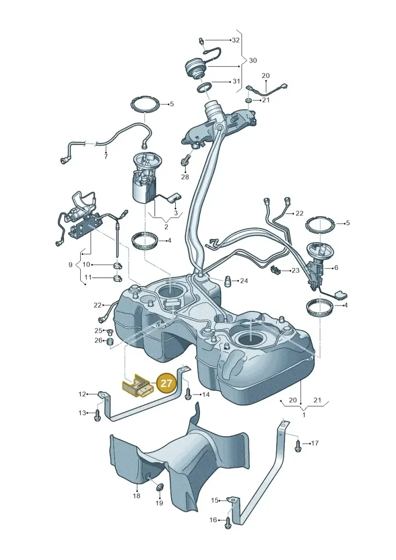5QJ906093A — Audi Q3 quattro (2018-2019) diagram 597201100, position 27