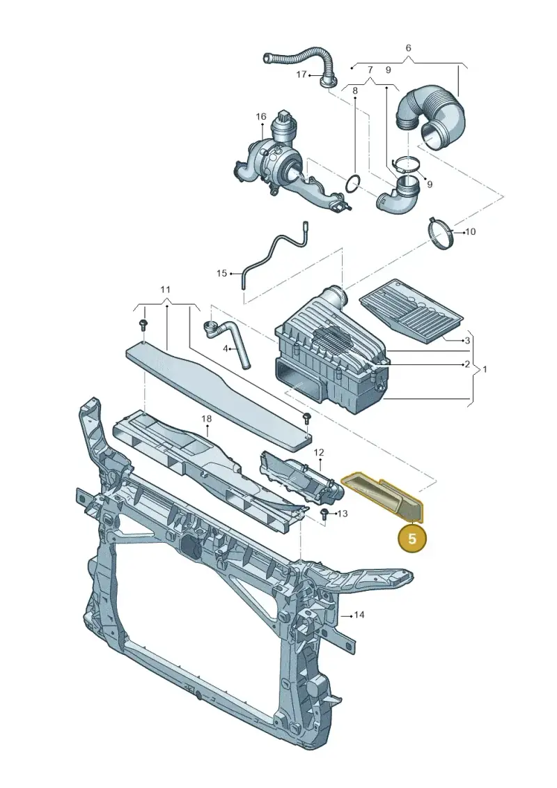 5QM129618 — Audi A3 Limousine 2.0 (2015-2016) diagram 746129100, position 5