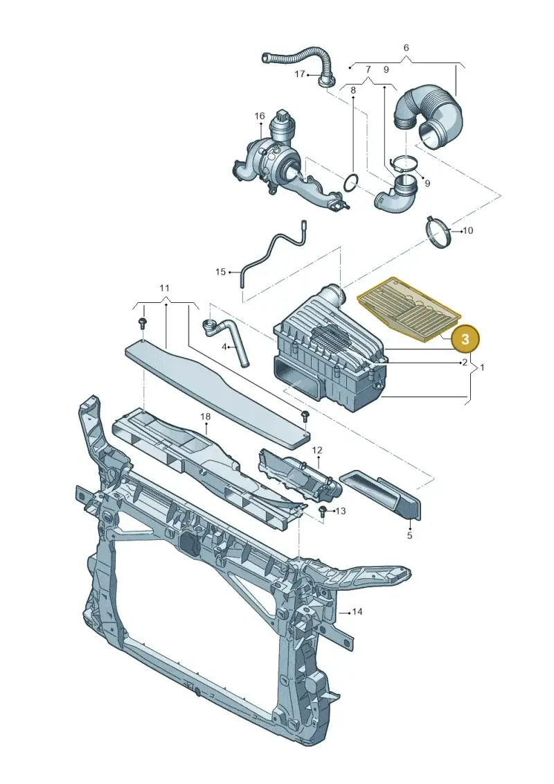 5QM129668 — Audi A3 Limousine 2.0 (2015-2016) diagram 746129100, position 3