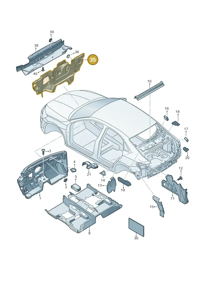 5QT863354 — Audi A3 Sportback (2019-2021) diagram 596863200, position 35