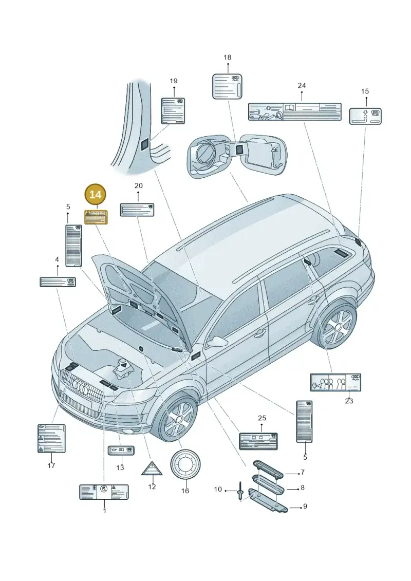 5W0010729C — Audi Q7 qu. 3.0 TDI (2009-2015) diagram 493010050, position 14