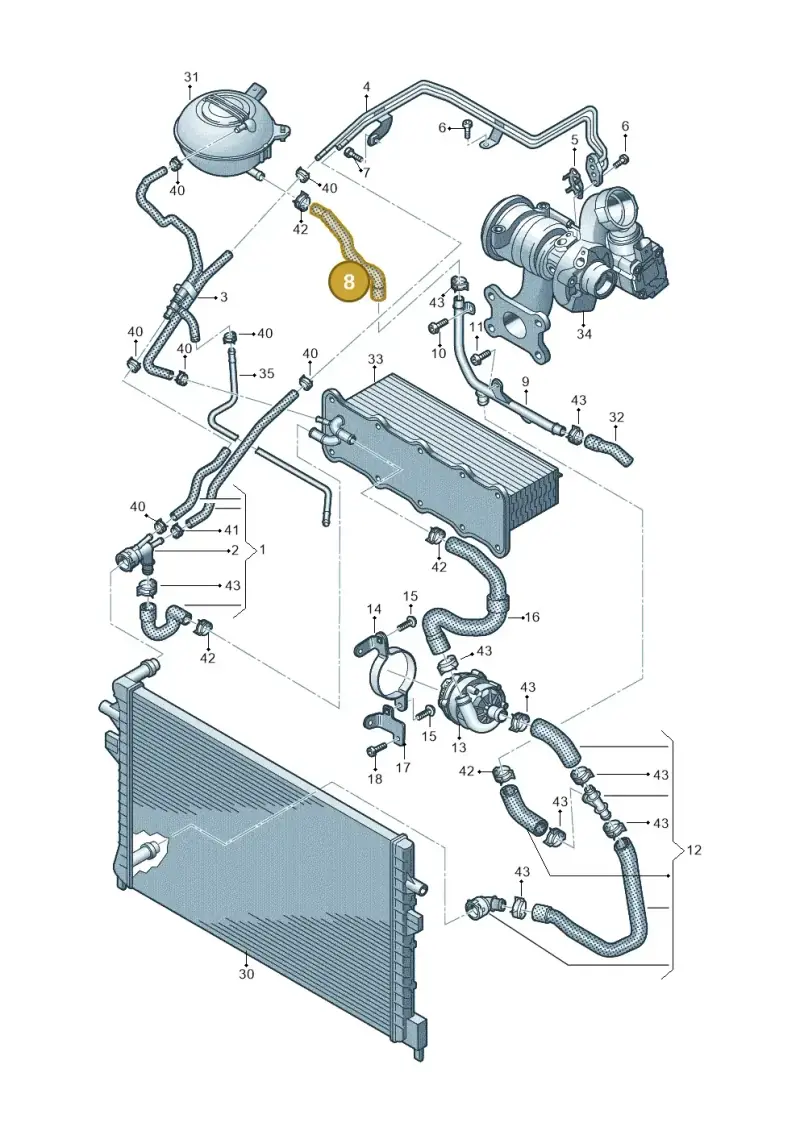 5WA121064A — Audi A3 Sportback (2019-2021) diagram 596121117, position 8