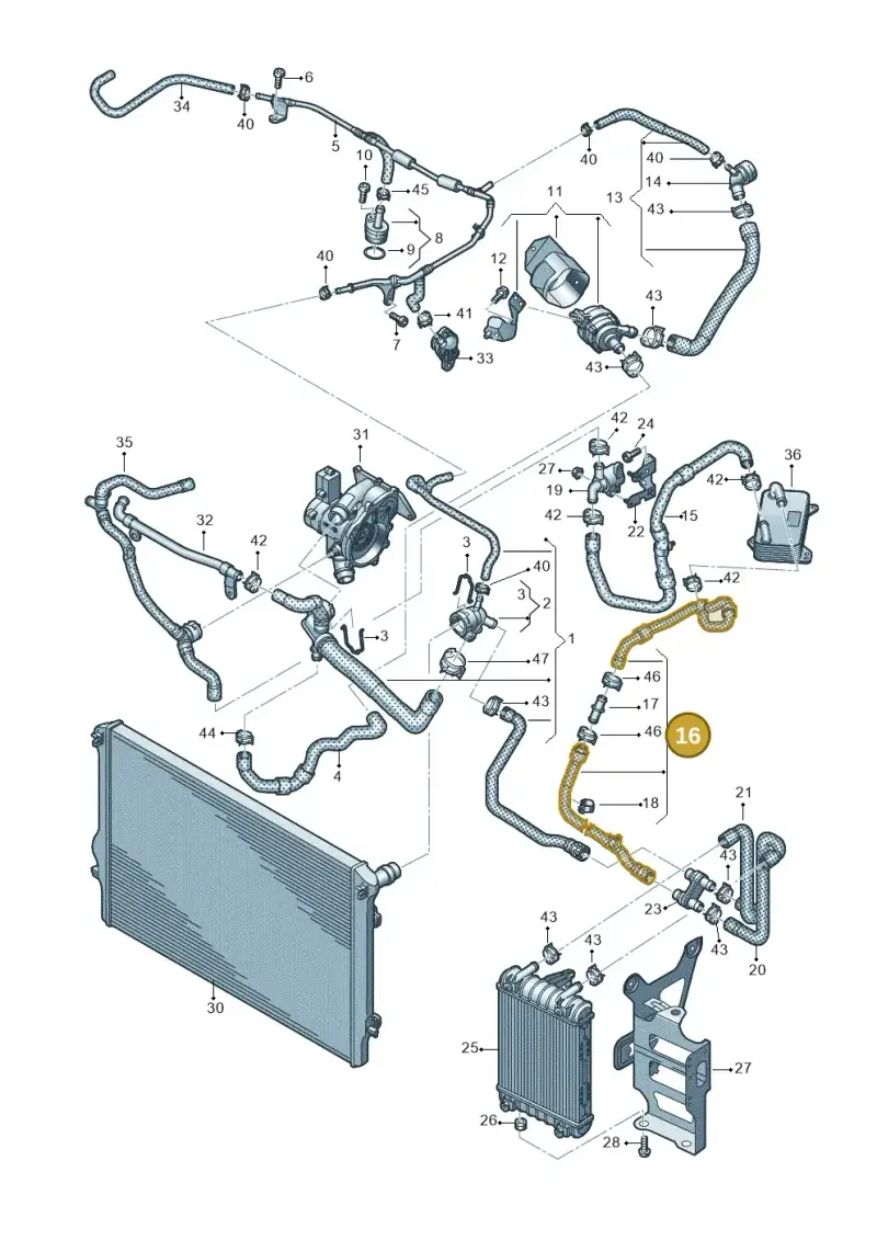 5WA122051Q — Audi Q2 2.0 TDI (2016-2018) diagram 884121444, position 16