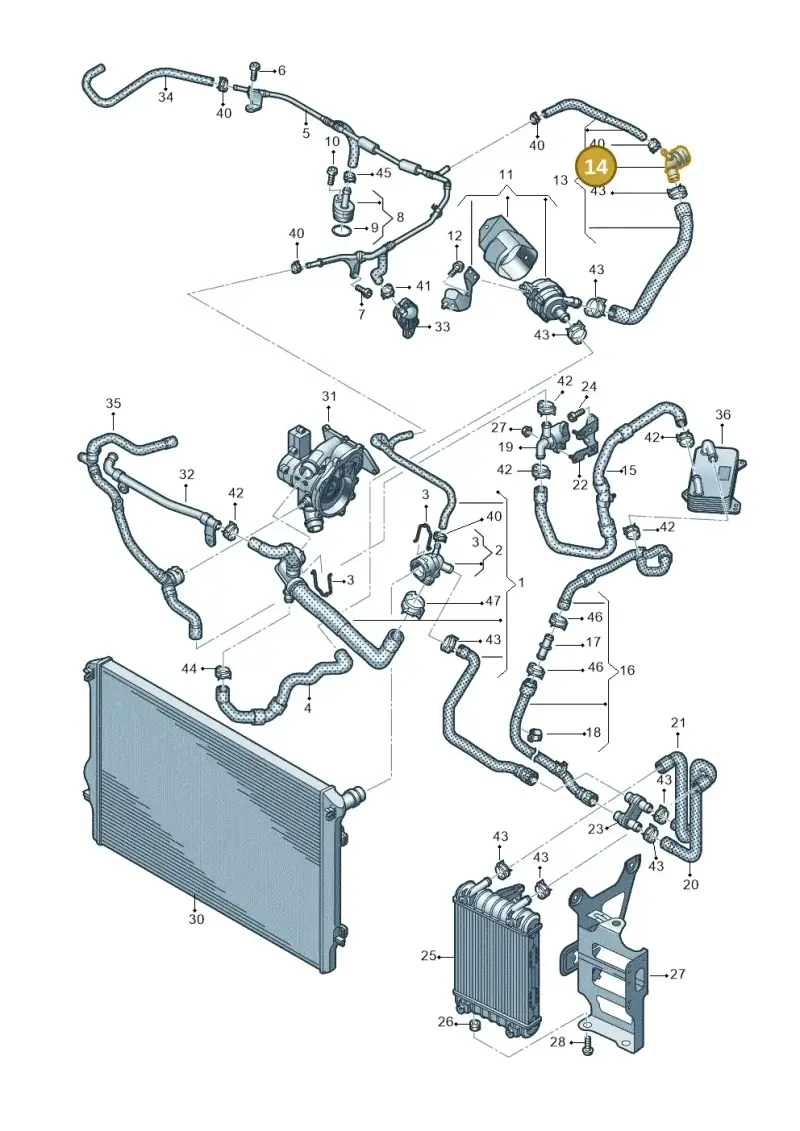 5WA122291F — Audi Q2 2.0 TDI (2016-2018) diagram 884121444, position 14