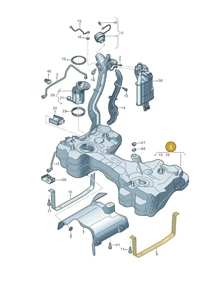 5WA201055B — Audi A3 Sportback (2019-2021) diagram 596201170, position 1