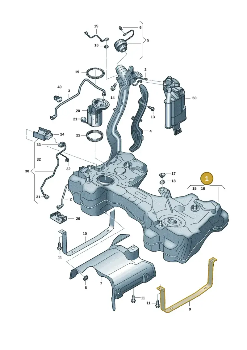 5WA201055L — Audi A3 Sportback (2019-2021) diagram 596201173, position 1