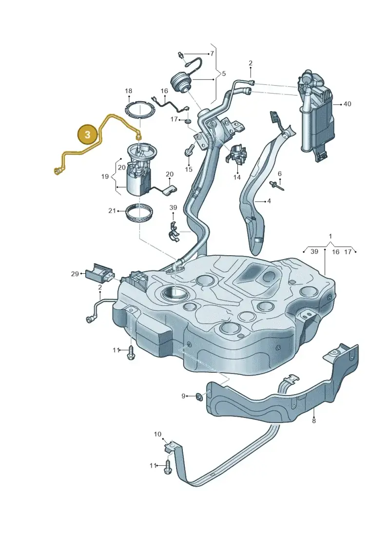 5WA201293B — Audi A3 Sportback (2019-2021) diagram 596201090, position 3