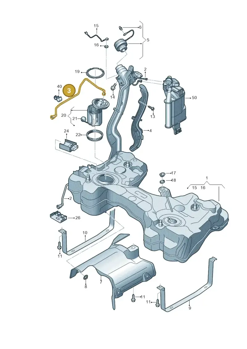 5WA201293E — Audi A3 Sportback (2019-2021) diagram 596201170, position 3
