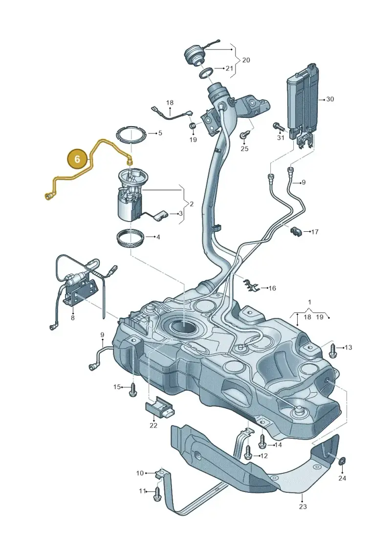 5WA201293G — Audi A3 Sportback (2019-2021) diagram 596201000, position 6