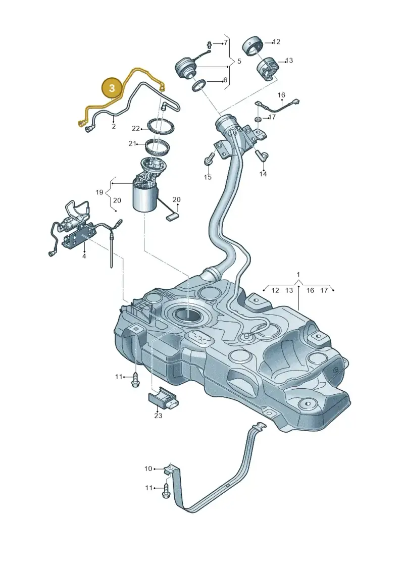 5WA201293G — Audi A3 Sportback (2019-2021) diagram 596201500, position 3