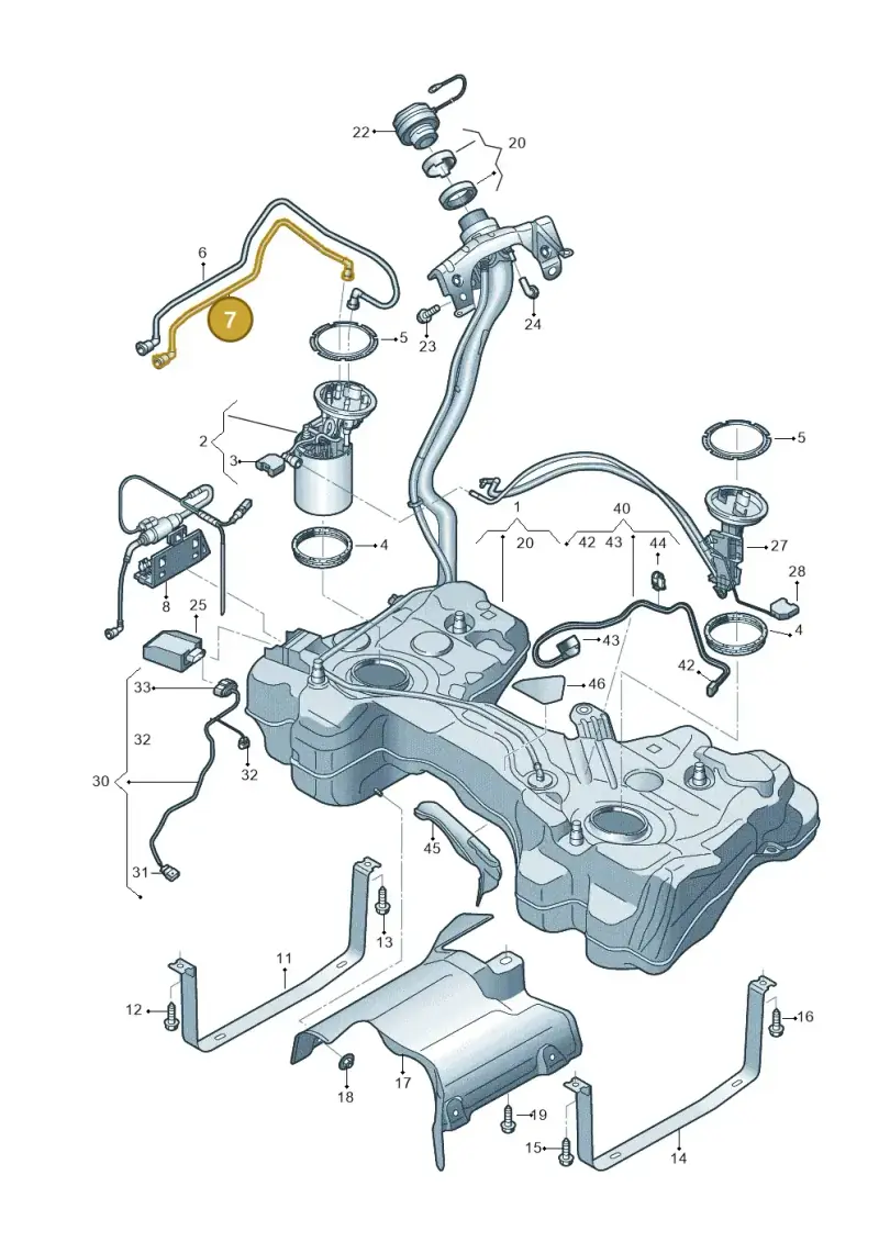 5WA201294B — Audi A3 Sportback (2019-2021) diagram 596201150, position 7