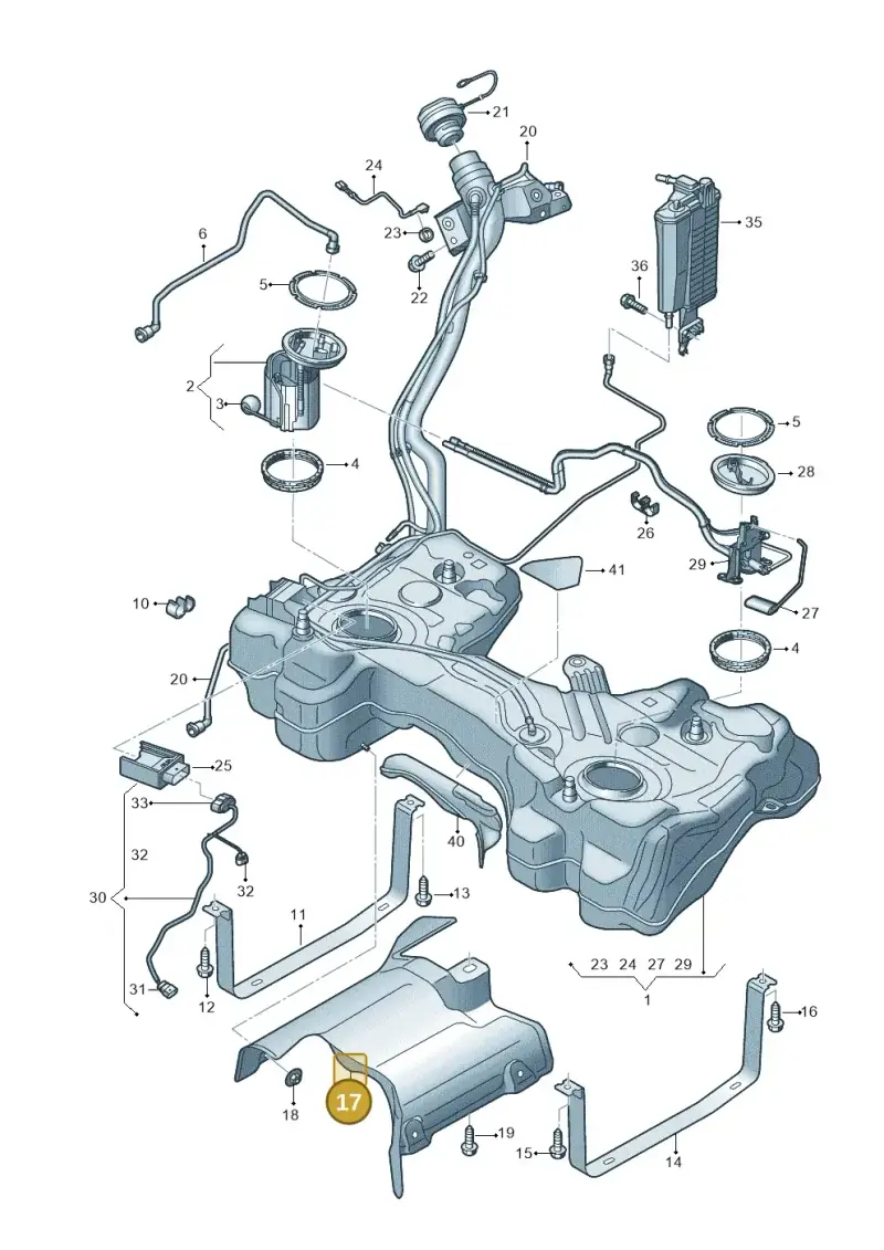 5WA201307B — Audi A3 Sportback (2019-2021) diagram 596201140, position 17