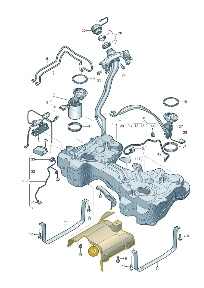5WA201307B — Audi A3 Sportback (2019-2021) diagram 596201150, position 17