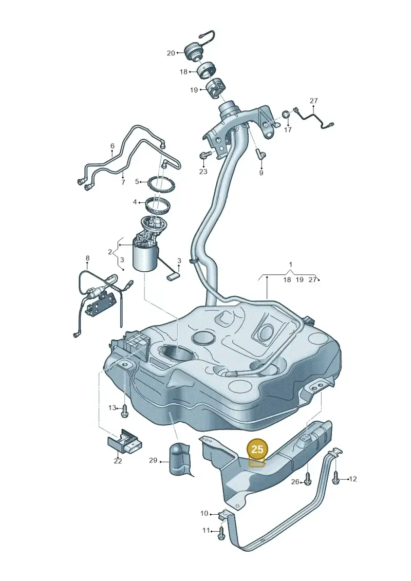 5WA201307D — Audi A3 Sportback (2019-2021) diagram 596201050, position 25