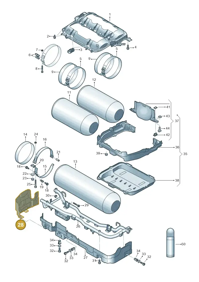 5WA201546A — Audi A3 Sportback (2019-2021) diagram 596201190, position 28