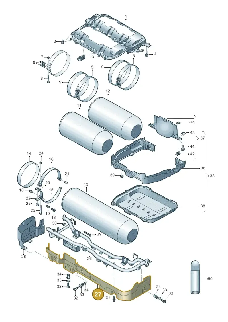 5WA201546C — Audi A3 Sportback (2019-2021) diagram 596201190, position 27