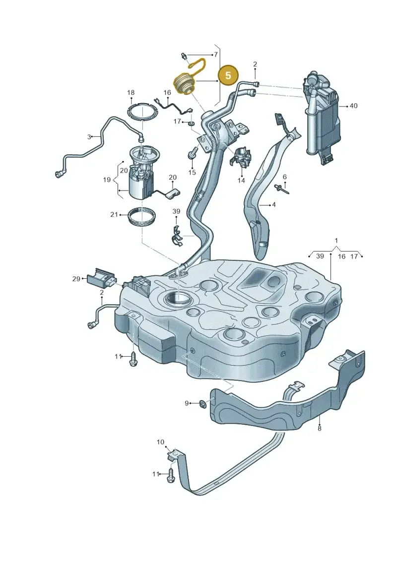 5WA201550AT — Audi A3 Sportback (2019-2021) diagram 596201090, position 5