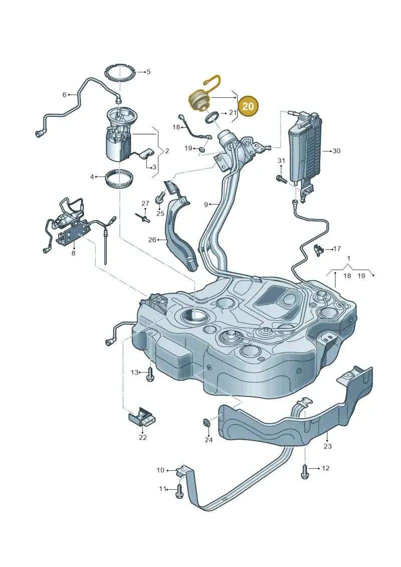 5WA201550E — Audi A3 Sportback (2019-2021) diagram 596201010, position 20