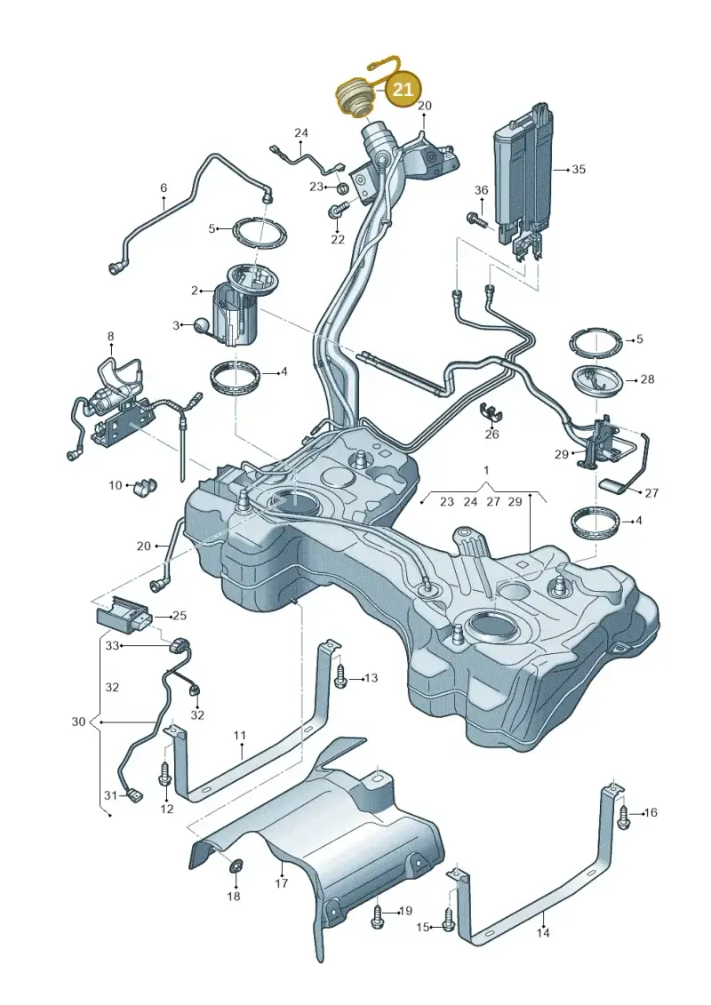 5WA201550E — Audi A3 Sportback (2019-2021) diagram 596201100, position 21