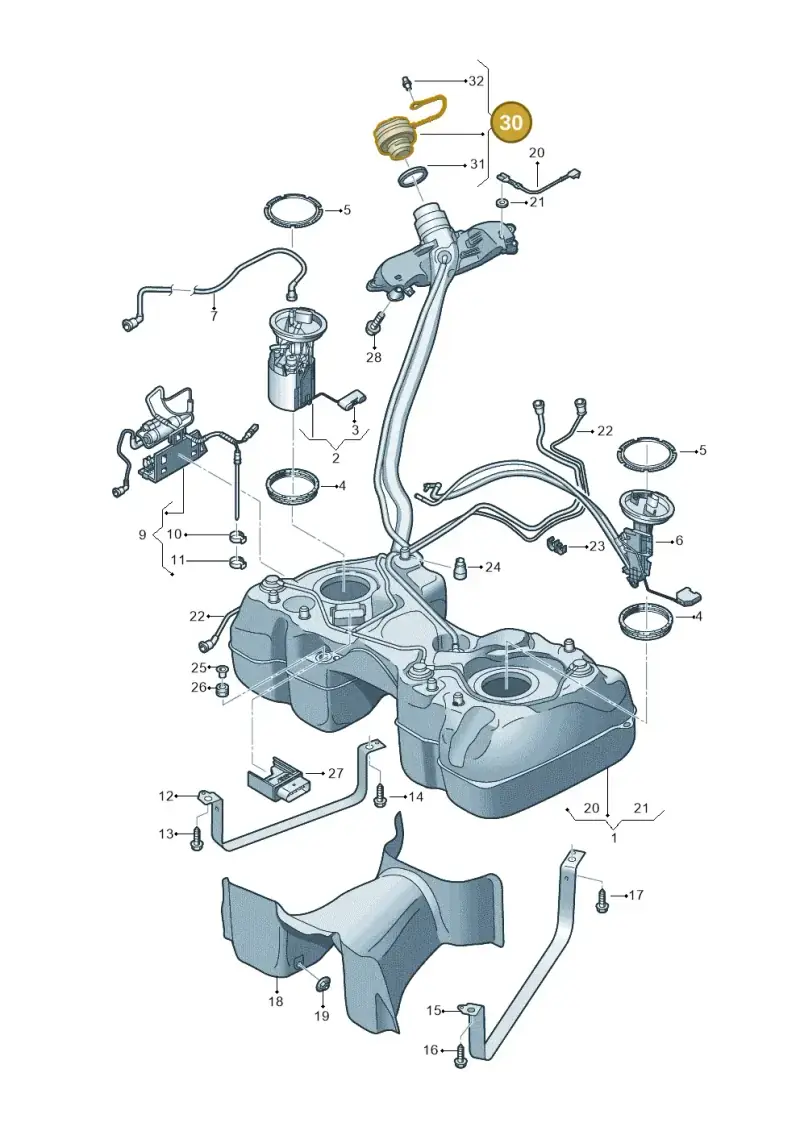 5WA201550E — Audi RSQ3 Sportback (2019-2024) diagram 597201100, position 30