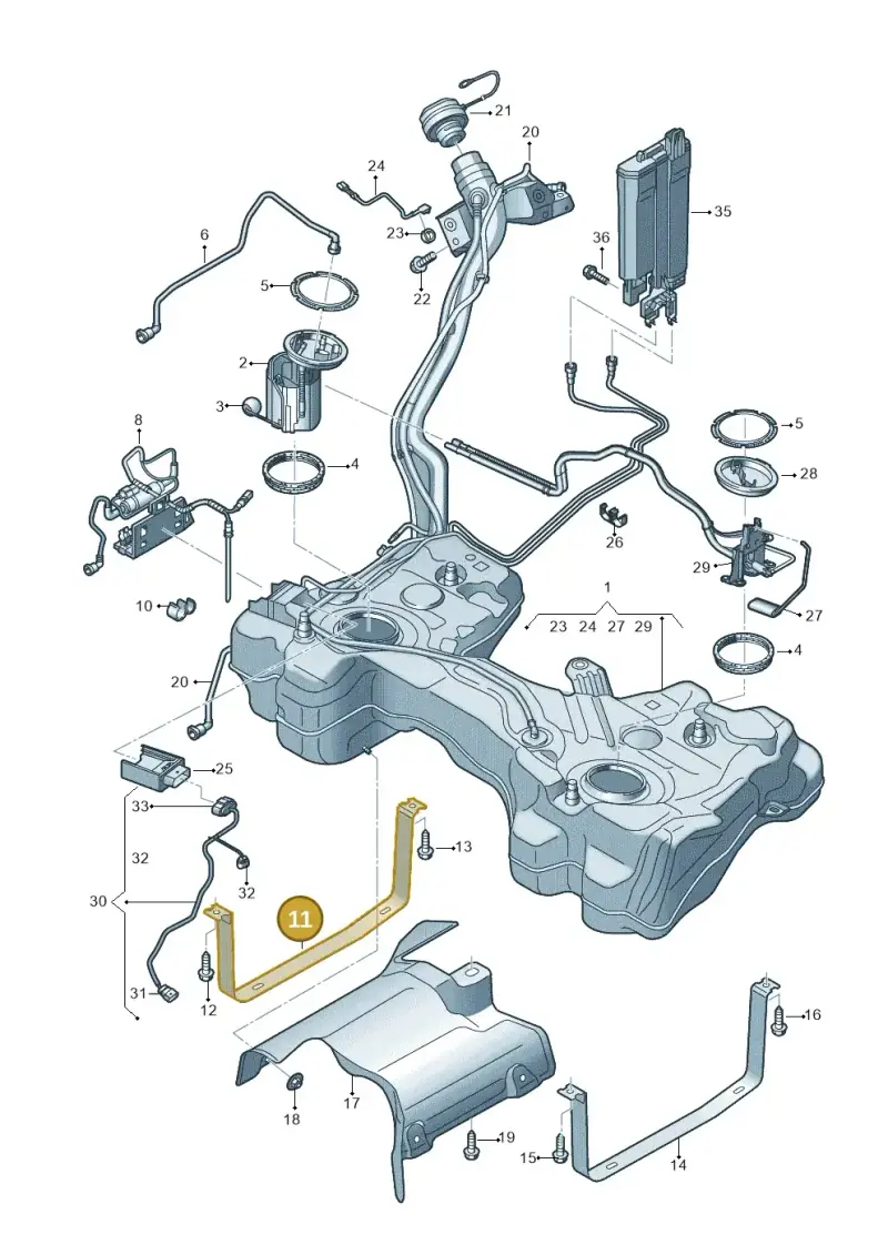 5WA201654 — Audi A3 Sportback (2019-2021) diagram 596201100, position 11