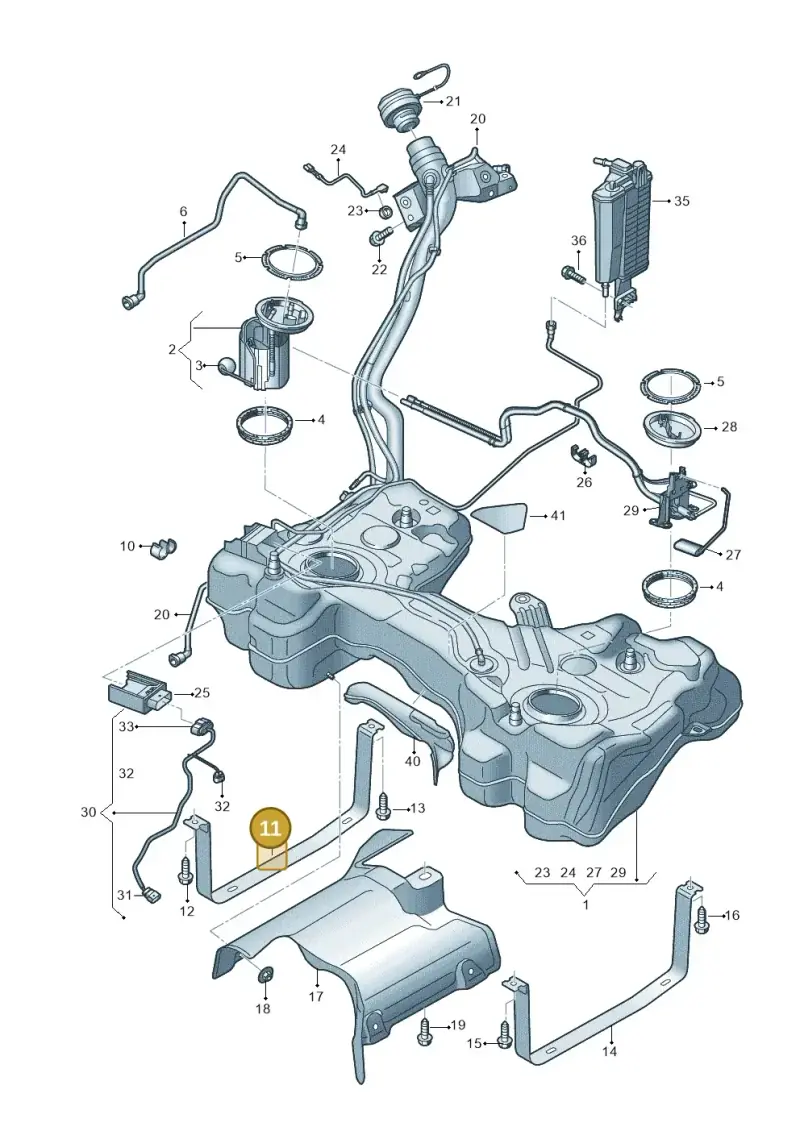 5WA201654 — Audi A3 Sportback (2019-2021) diagram 596201140, position 11