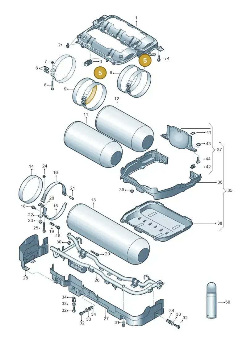 5WA201655 — Audi A3 Sportback (2019-2021) diagram 596201190, position 5